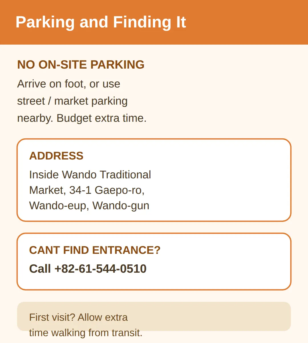 Parking and Finding It in Wando Traditional Market